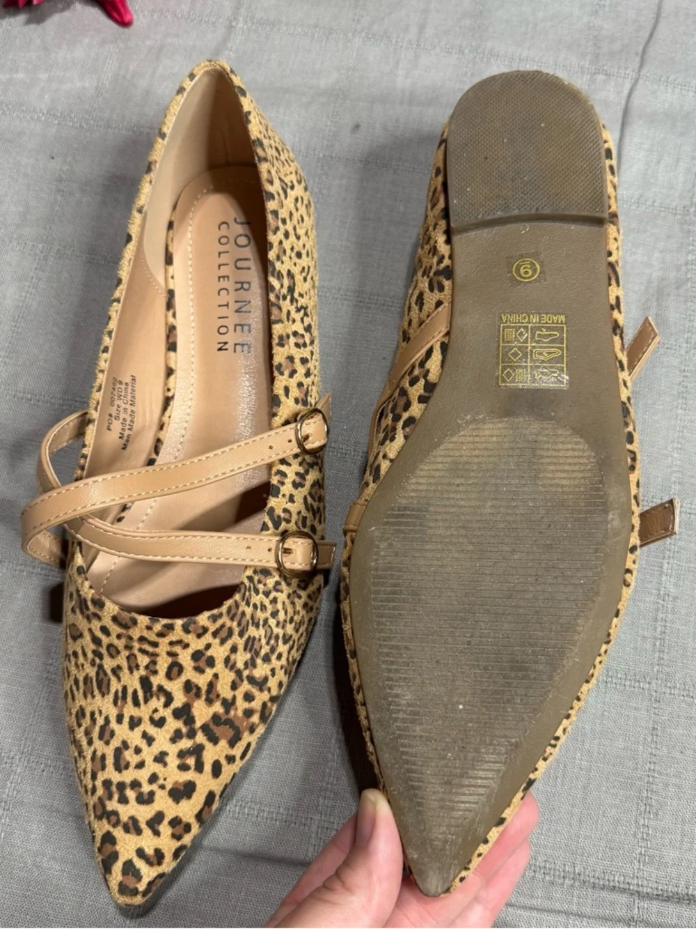 Journee Collection Leopard Print Double Strap Mary Jane Flats Size 9 - Picture 10 of 12